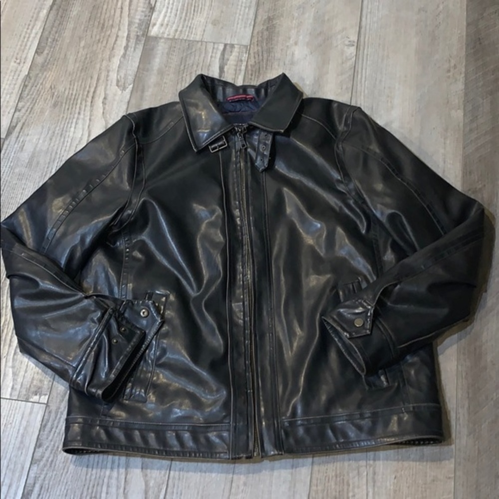 Tommy Hilfiger dark brown leather bomber jacket xl